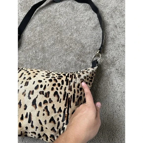 Vintage 90s Womens Bag Y2K Furla Leopard Print Leather Bag, Made in Italy